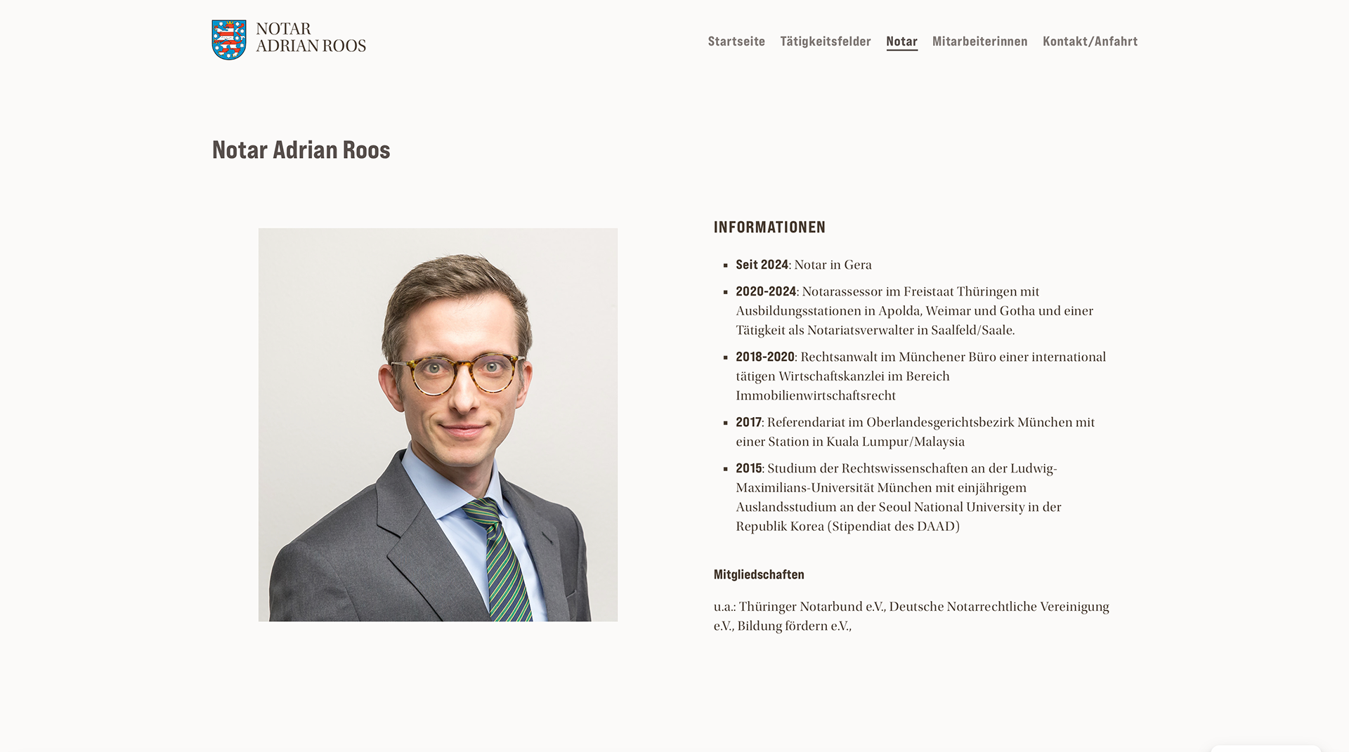 Website Notar Adrian Roos Gera