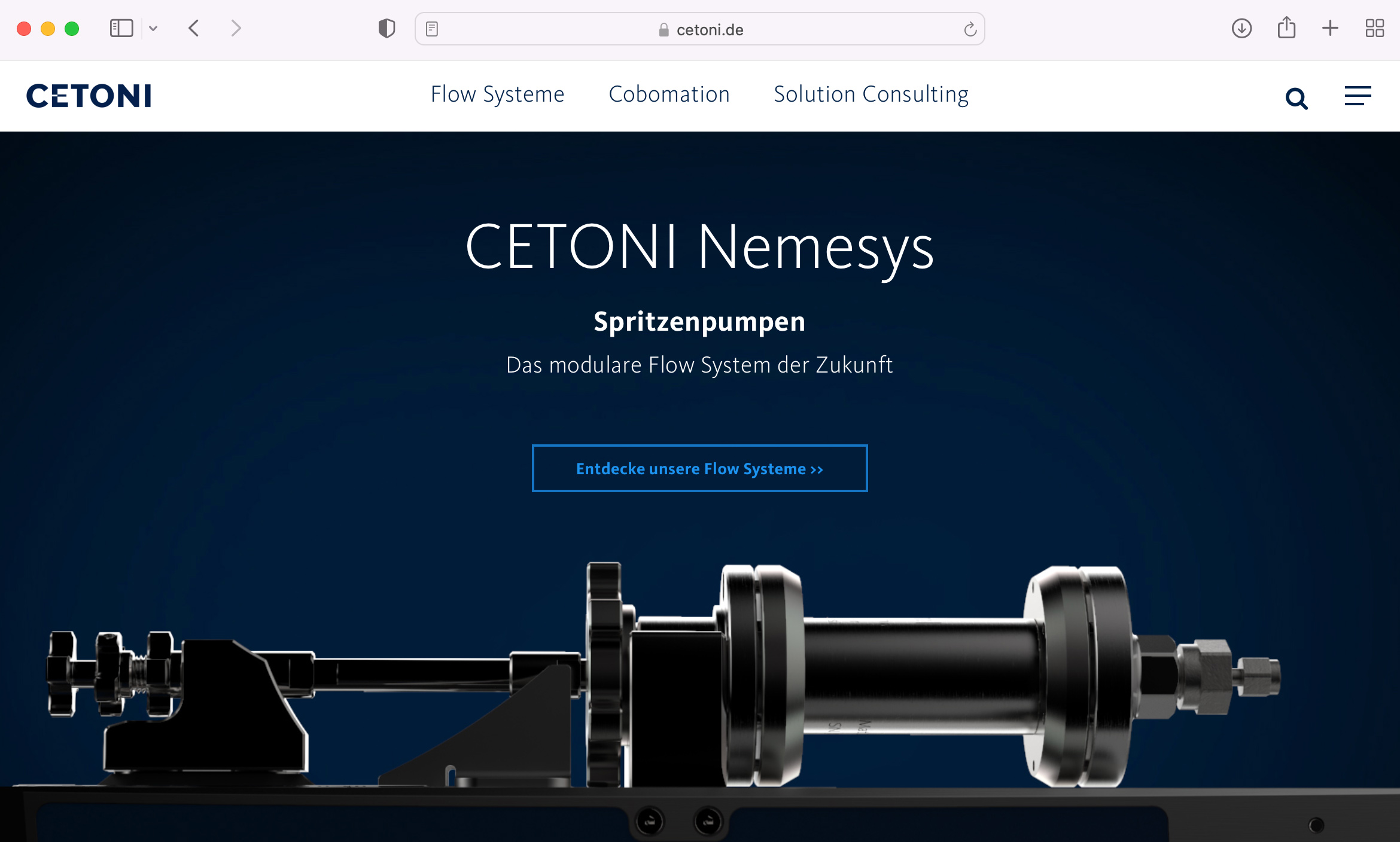 Umsetzung der Website für Cetoni GmbH