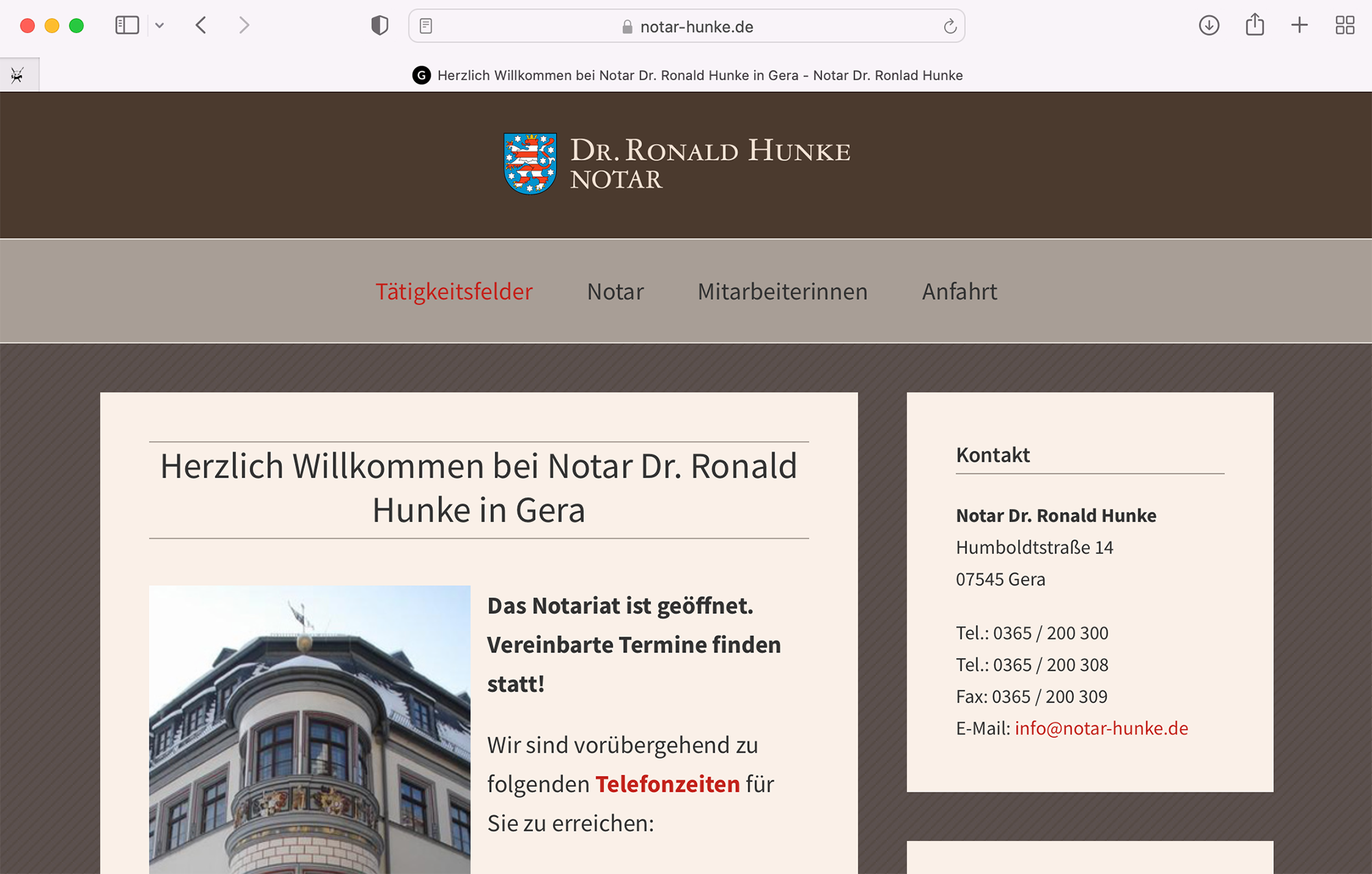 Website Notar Thüringen