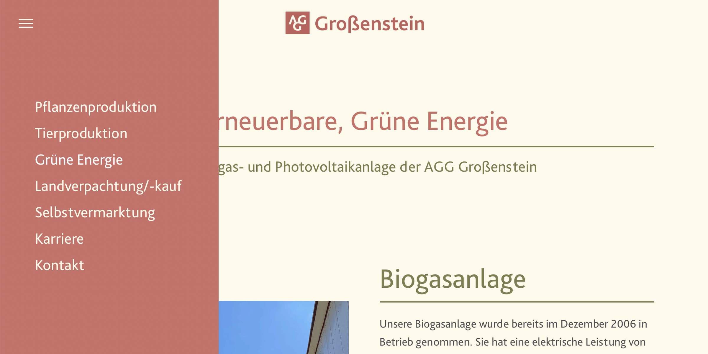 Screenshot Webdesign Landwirtschaft