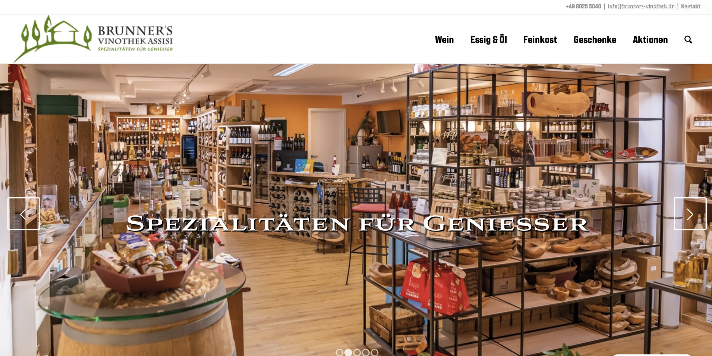 Beispiel für Website erstellen in Miesbach: Website für Brunner's Vinothek