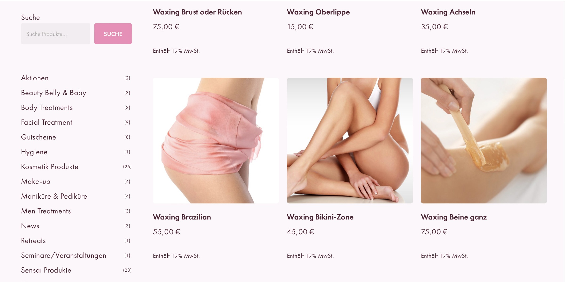 Ansicht Produktseite im Onlineshop Sakura Spa Hamburg