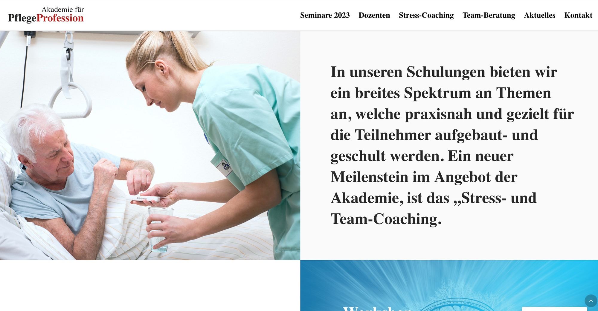 Website für die Pflegeakademie aus Gera