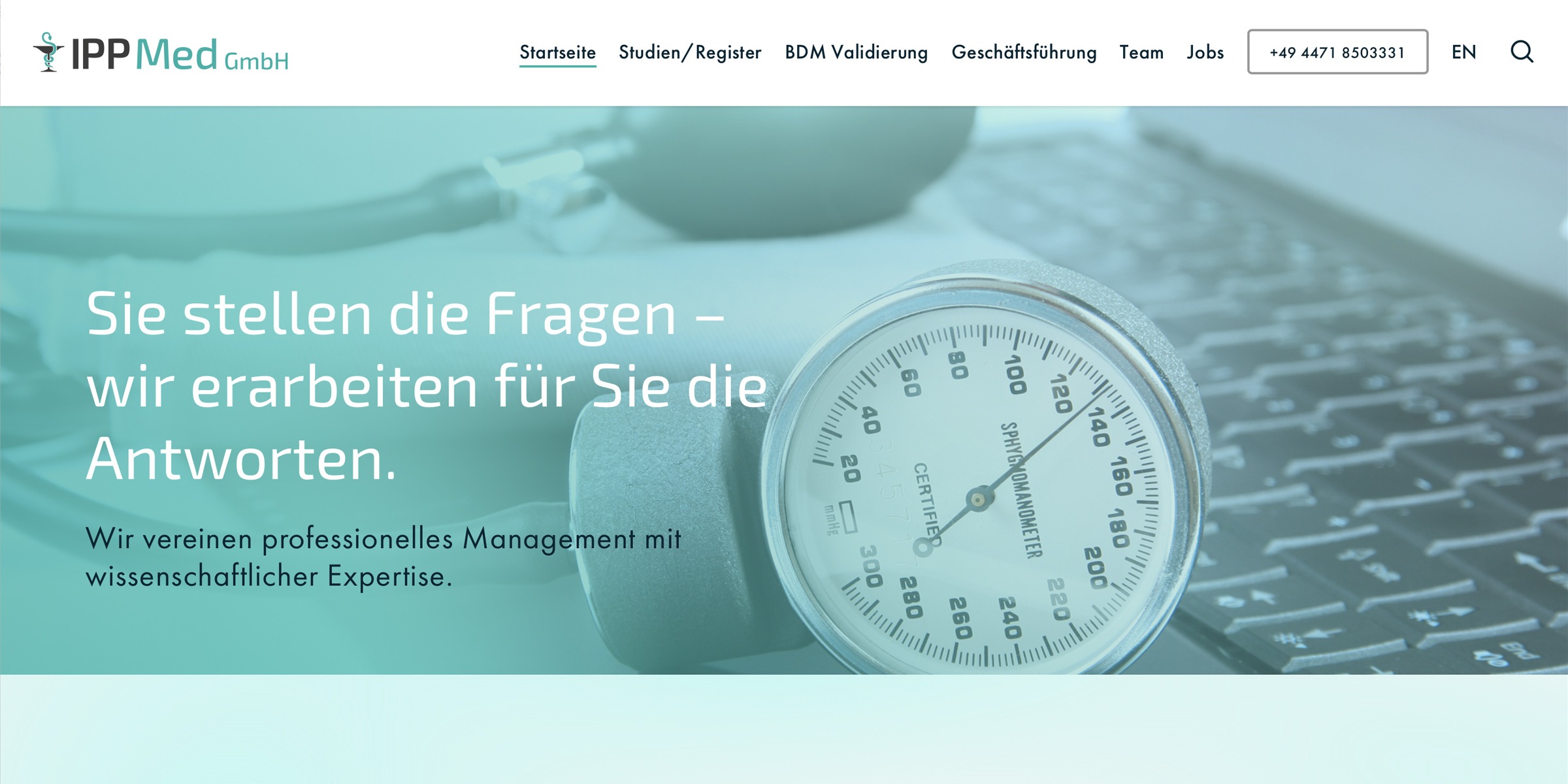 Screenshot der Website Gestaltung für IPPMed München